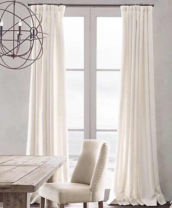 White Pure Linen Curtains Each Panel 52inches Wide Rod Image 0