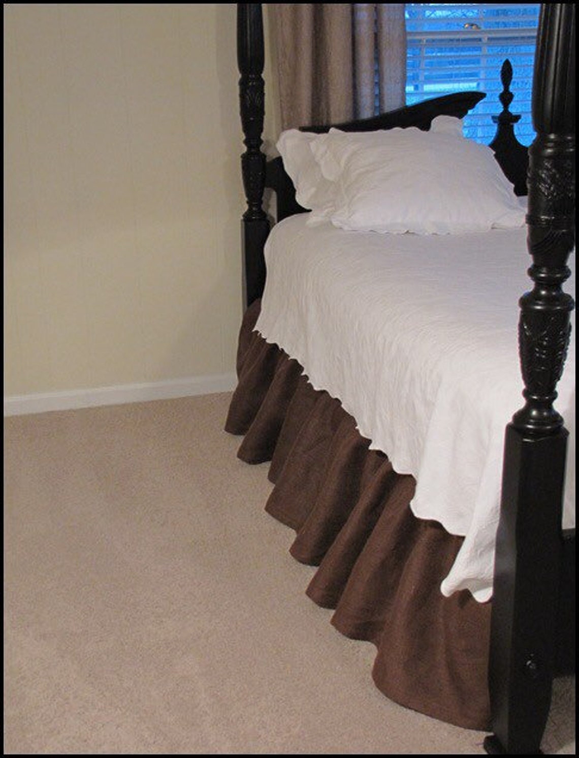 60x80 Queen Size Bed Skirt /natural Burlap Bedding / Nursery Etsy