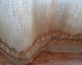 Beautiful rustic Natural burlap shower curtain with ruffles/ standard size 72x72 great quality/ BEST price