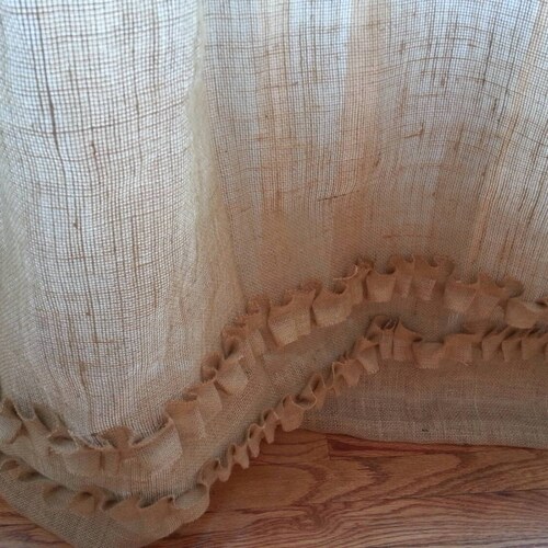 Beautiful Rustic Natural Burlap Shower Curtain With Ruffles/ Etsy