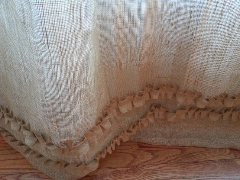 Beautiful Rustic Natural Burlap Shower Curtain With Ruffles/ Etsy
