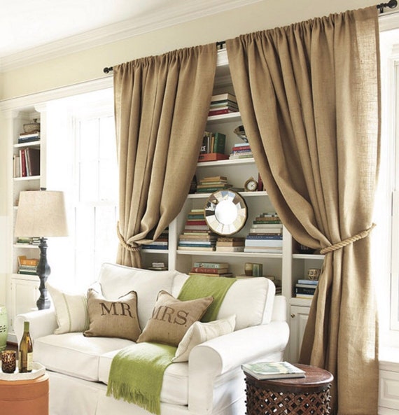 No Oder Set Of 2 Natural Burlap Curtains Rustic Country Farmhouse Living Nursery Decor Rod Pocket