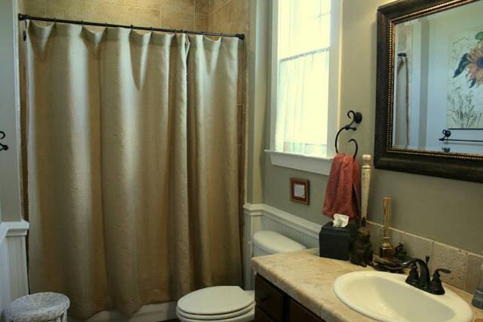 Beautiful Rustic Natural Burlap Shower Curtain With Ruffles/ Etsy