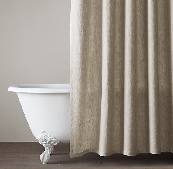 Pure Linen Natural Shower Curtain Standard Size Bathroom Decor Pure Linen Natural Shower Curtain, Standard Size Shower Curtain