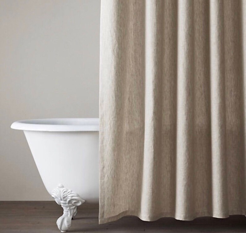 Natural or white Linen shower curtain country farmhouse Etsy
