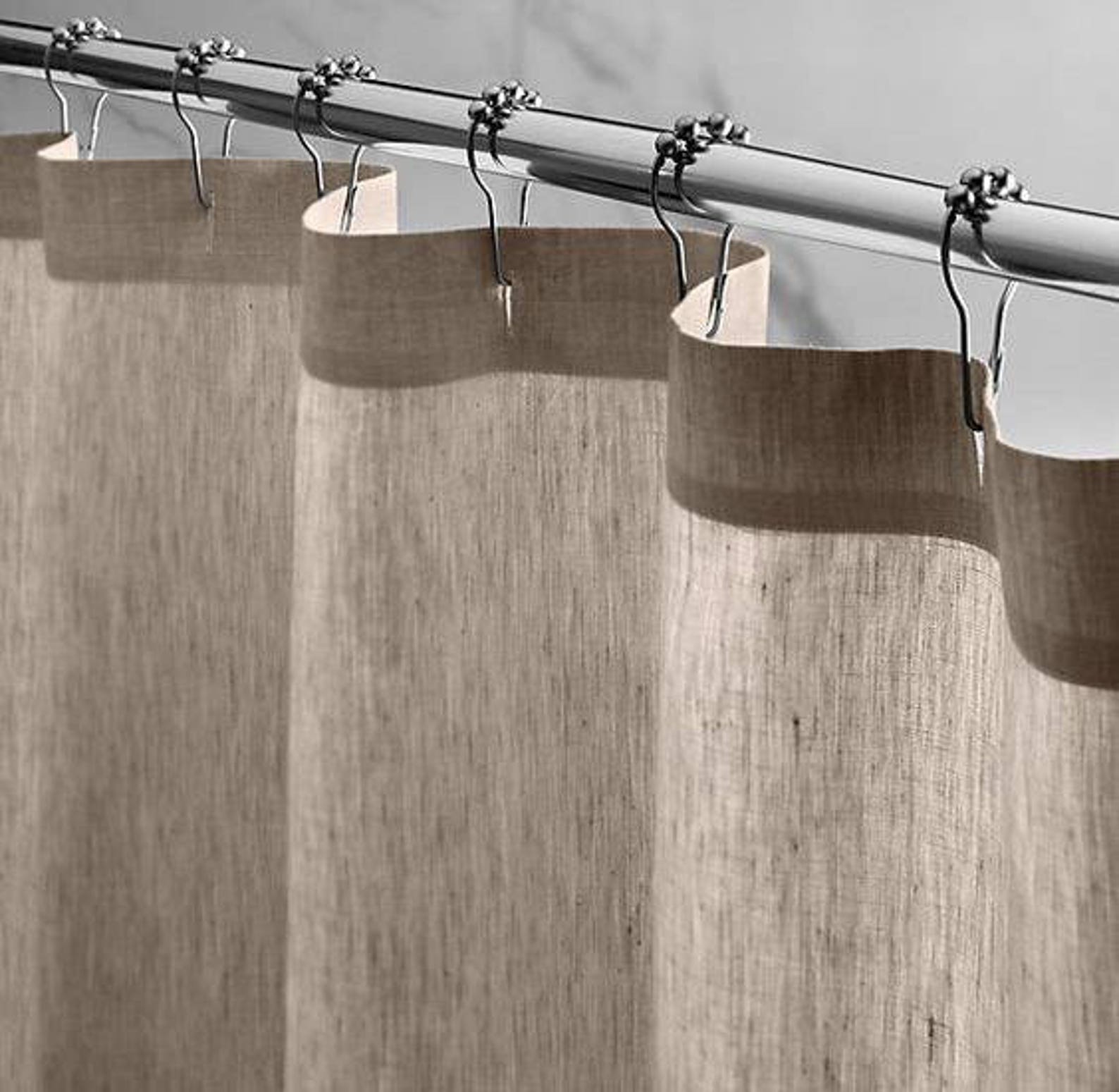 Pure Cream Ivory Linen Shower Curtain Standard Size Bathroom Etsy