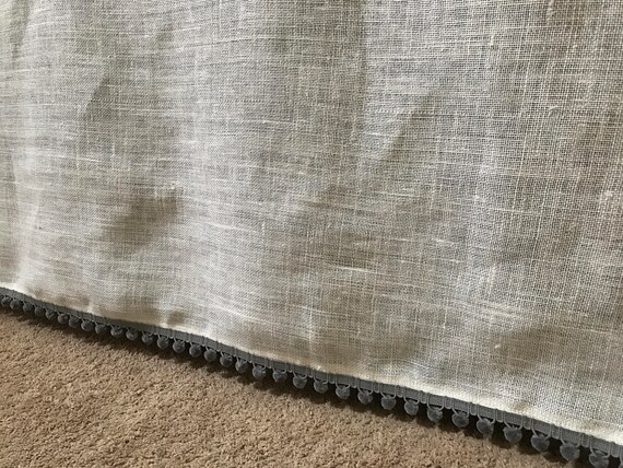 Beautiful Rustic White Ivory Burlap Crib Skirt With Pompom Etsy