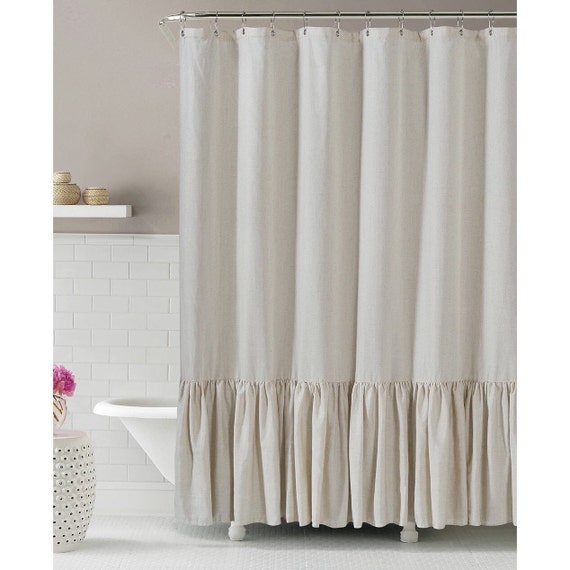 Pure Linen Ruffled Shower Curtain 72x72 Standard Size Etsy