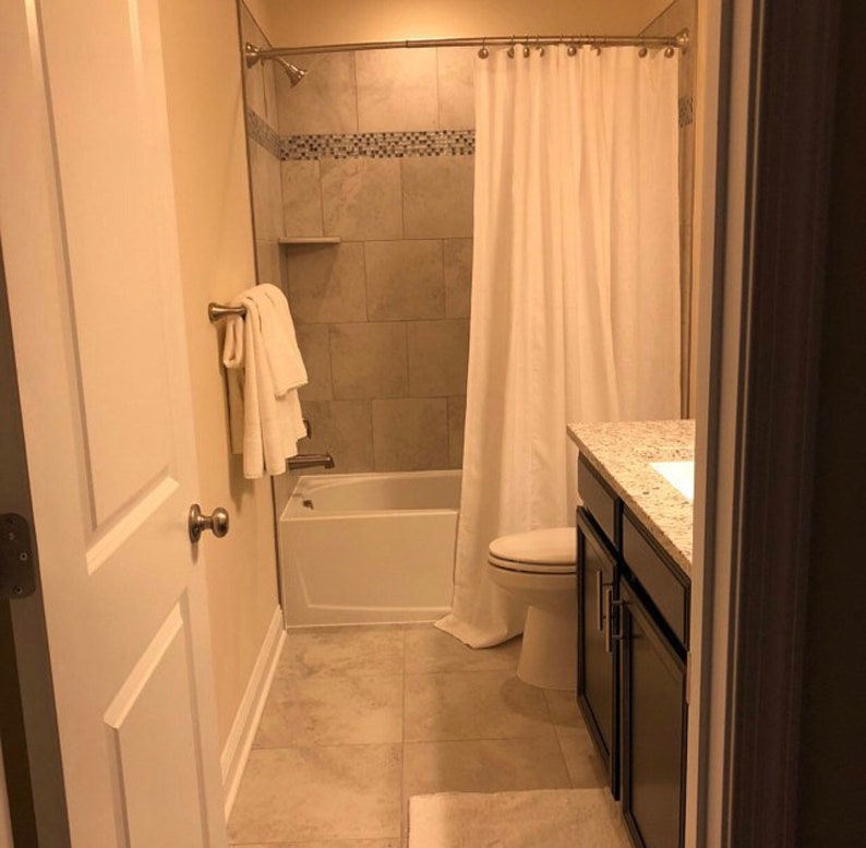 Pure Cream Ivory Linen Shower Curtain Standard Size Bathroom Etsy