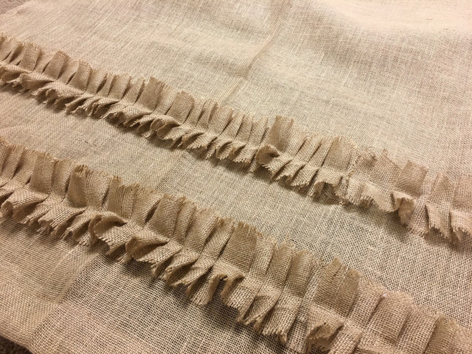 Beautiful Rustic Natural Burlap Shower Curtain With Ruffles/ Etsy