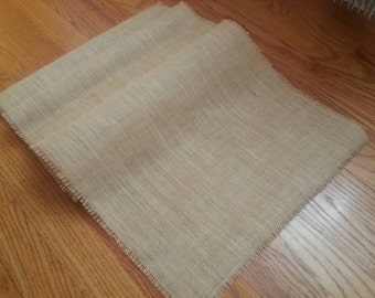 12" wide/ Burlap Table Runner - Rustic Natural/ light Gray/ ivory