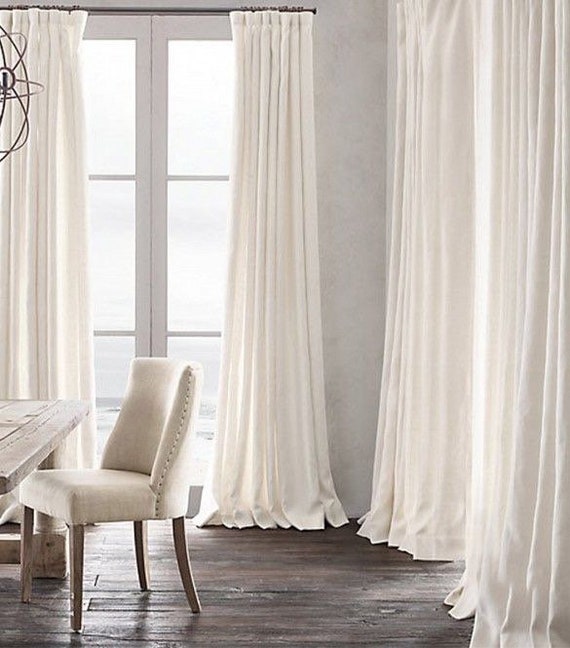 Pure Linen Curtains Nursery Living Room Designer Long Panels Etsy