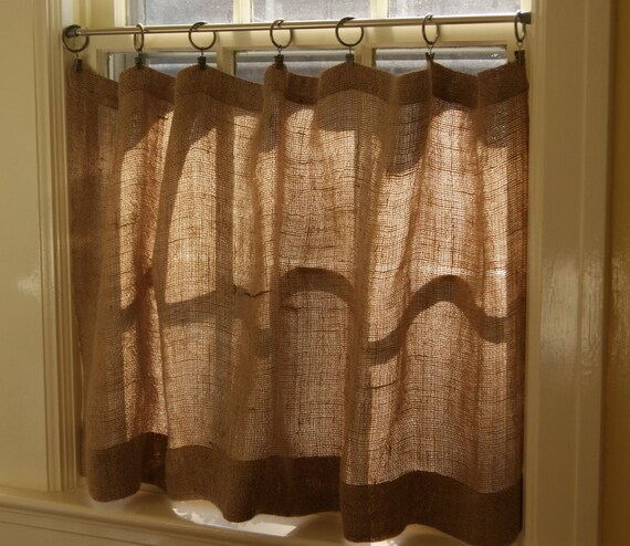 Natural Burlap Cafe Curtains Country Farmhouse Home Decor Etsy