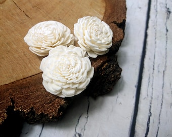 Small Sola Flowers, diy wedding floral decorations, ivory wooden flowers wholesale, florist supply, 4cm 1,5" natural table decor confetti