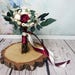 Small boho wedding bouquet dark burgundy wine ivory sola flowers preserved eucalyptus dried flowers vintage style long ribbons bridesmaid