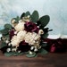 Small boho bridesmaid wedding bouquet dark wine ivory sola flowers preserved eucalyptus gypsophila dried flowers vintage style long ribbons