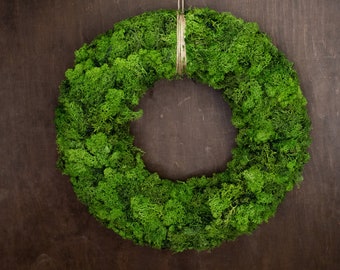 Natural moss wreath, Christmas decoration, front door decor, table decor, wedding centerpiece backdrop, woodland forest decor, green wreath