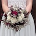 MEDIUM ivory burgundy wine rustic bouquet elegant autumn fall winter woodland wedding sola rose flower satin ribbon