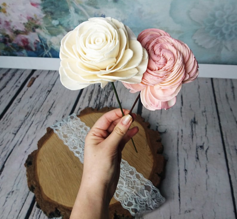 Floral Wire Paper Covered Stems for Sola Flowers Diy Wedding Etsy