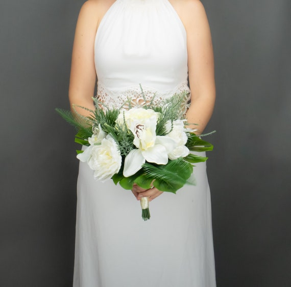 Bouquet de mariage artificiel réaliste tropical blanc fleurs - Etsy France