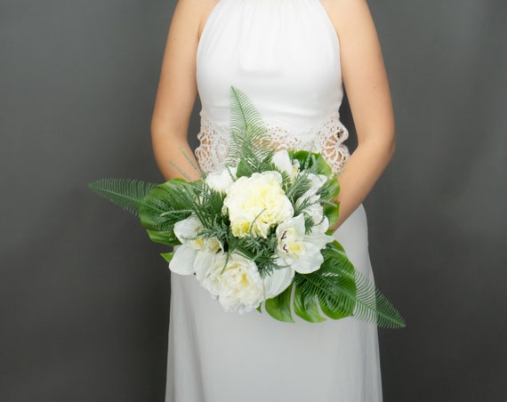 Bouquet de mariage artificiel réaliste tropical blanc fleurs - Etsy France