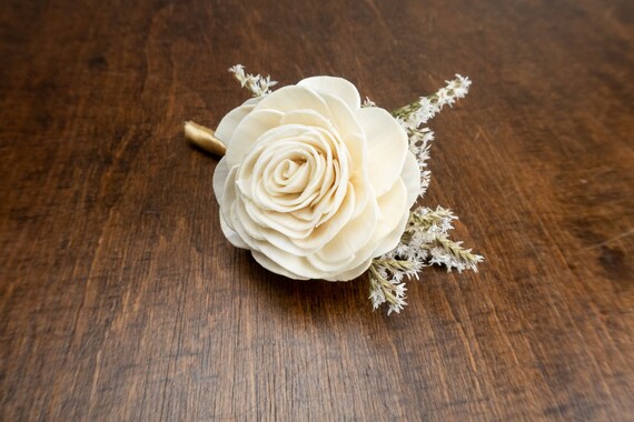 Ivoire Rose boutonnières Ruban Satin & Strass Choisissez Quantité. Ivoire Rose boutonnières Ruban Satin & Strass Choisissez Quantité.