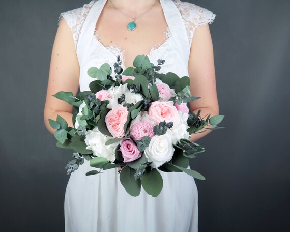 Hydrangea And Eucalyptus Bridal Bouquet