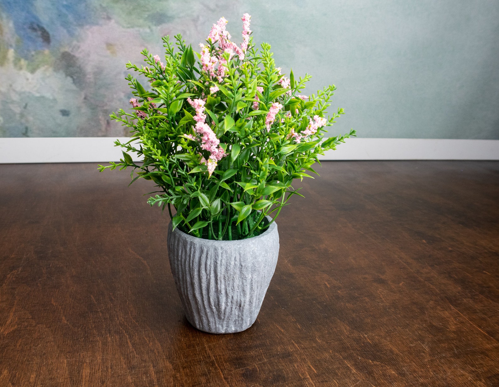 Simple Artificial Flowers Table Centerpiece Concrete Pot Etsy