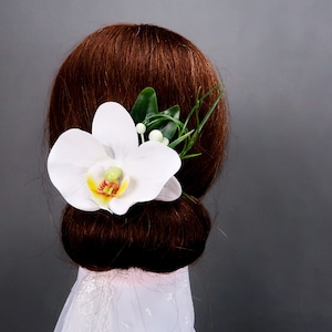 Peineta de orquídeas de boda tropical, flores de seda realistas, boda moderna, postizo floral de flores nupciales