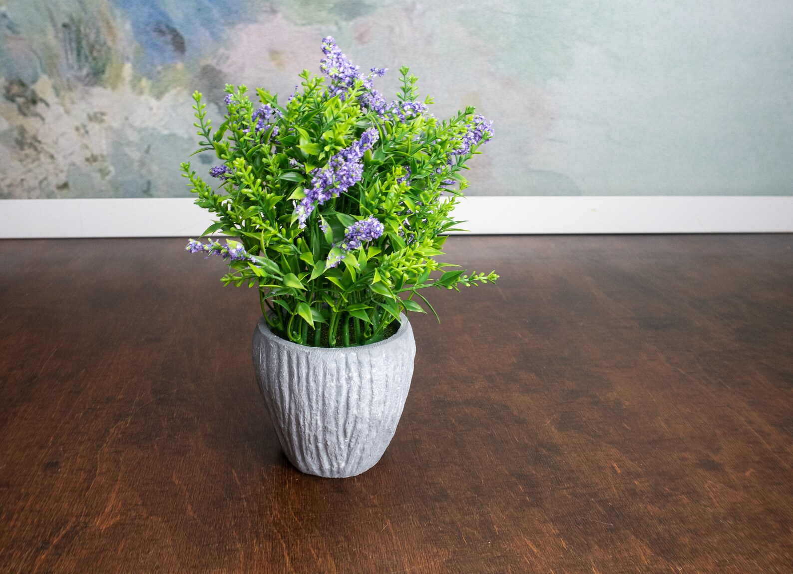 Simple Artificial Flowers Table Centerpiece Concrete Pot Etsy