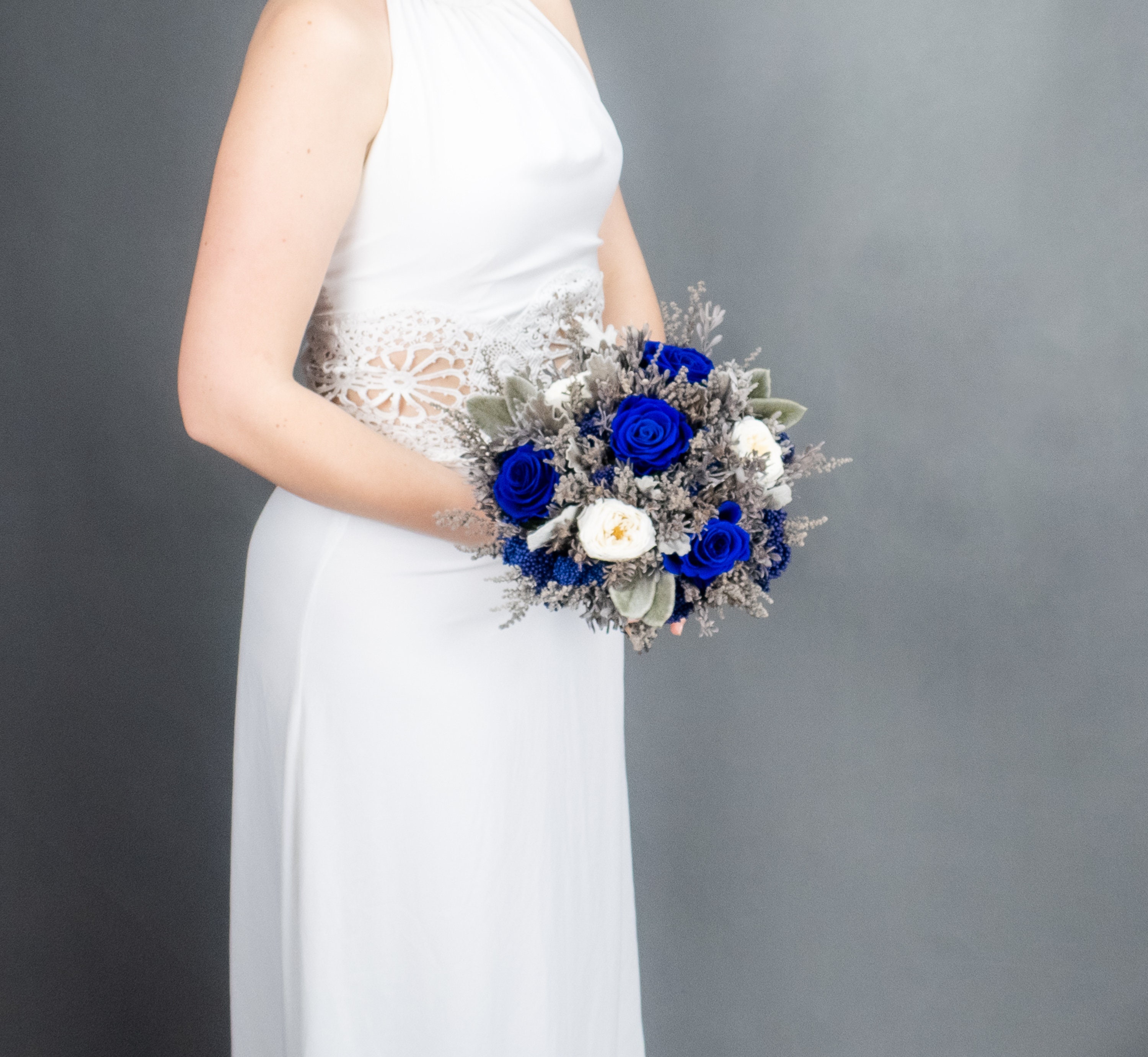 Royal blue and silver butterfly wedding bouquet – The Bridal