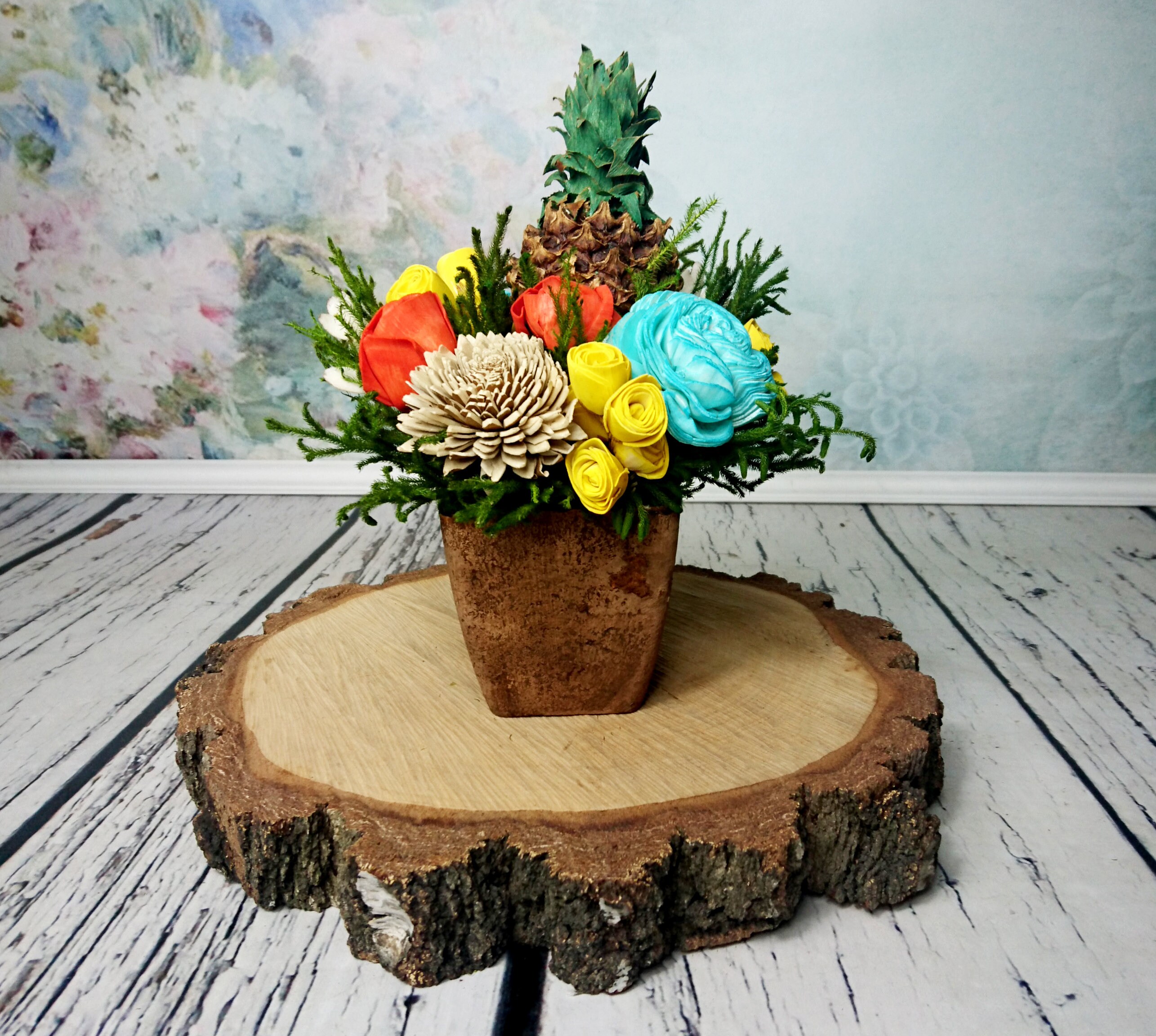 Tropical Paradise Wedding Centerpiece With Pineapple