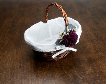 Cesto Per Ragazza Di Fiori In Tela Rustica, Cesto Di Iuta Da Matrimonio Vintage Cuore D 917317
