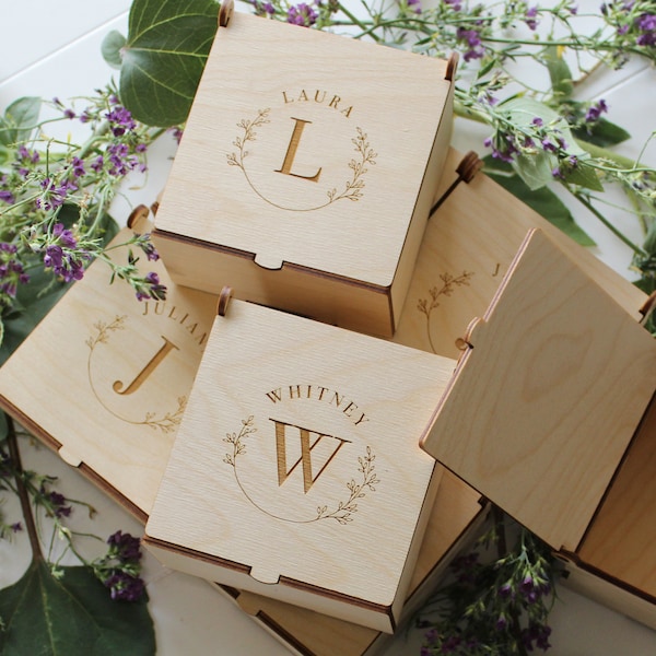 Small Wood Box | 4x4x2.25 inch | Personalized Wooden Keepsake Gift Packaging (Empty)