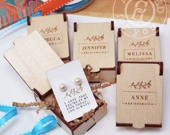 Wood Earring Box | 2.25x1.5x1 inches | Personalized Wooden Jewelry Gift Packaging Empty