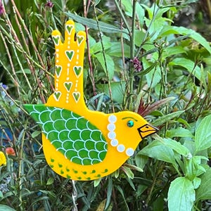 Garden Art, fused glass bird, gardener gift