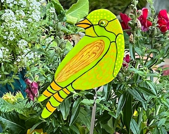 Garden Art, handpainted bird, Gardener gift