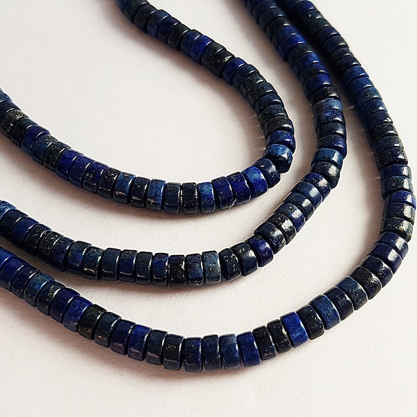 Perles heishi en lapis lazuli véritable bleu 4x2mm Lot de 54 perles