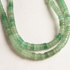 Heishi rondelle beads in green aventurine real gemstone 4-4.5x2.5mm Lot of 30 beads