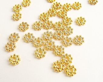 Perles intercalaires coupelles boules métal plaqué or 18k 5x1.5mm Lot de 10 intercalaires