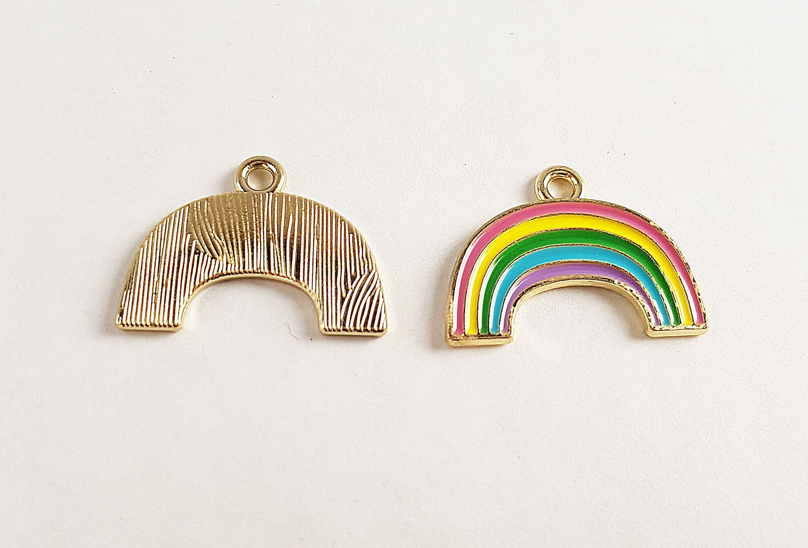 Rainbow Pendant Enamel and Gold Metal 24x18mm Etsy