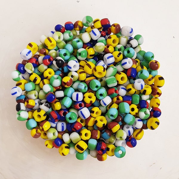 African glass seed beads mixed multicolor 6/0 4mm Lot of 8g