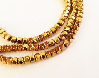 Perles rondelles heishi hématite doré facetté 4x3mm Lot de 30 perles