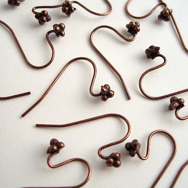 Lot de 5 paires supports boucles d'oreille fleur crochet métal cuivré 23x16mm