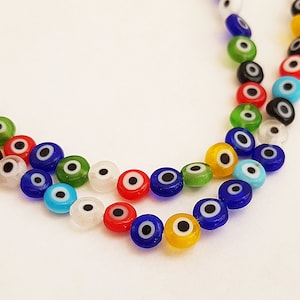 Lampwork glass beads evil eye protection multicolor 6x3mm Lot of 30 beads