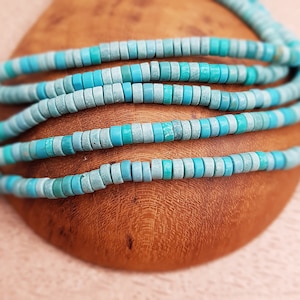 Ocean green stone heishi rondelle beads 4x2mm Lot of 60 beads