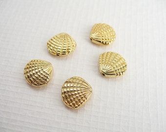 Perles coquillage en métal plaqué or 14k 12x13.5mm Lot de 4 perles