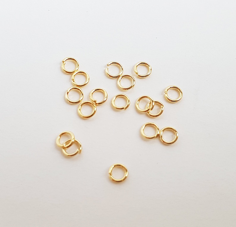 Set of 20 or 40 round open rings in 18k gold-plated brass 4x0.7mm or 5x0.8mm image 1