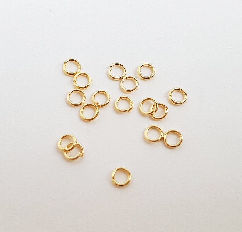 4mm open round rings gold-plated metal 18k Lot of 20