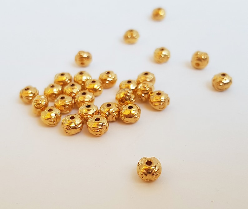 10 pearls engraved gold metal washers 5.5x4mm